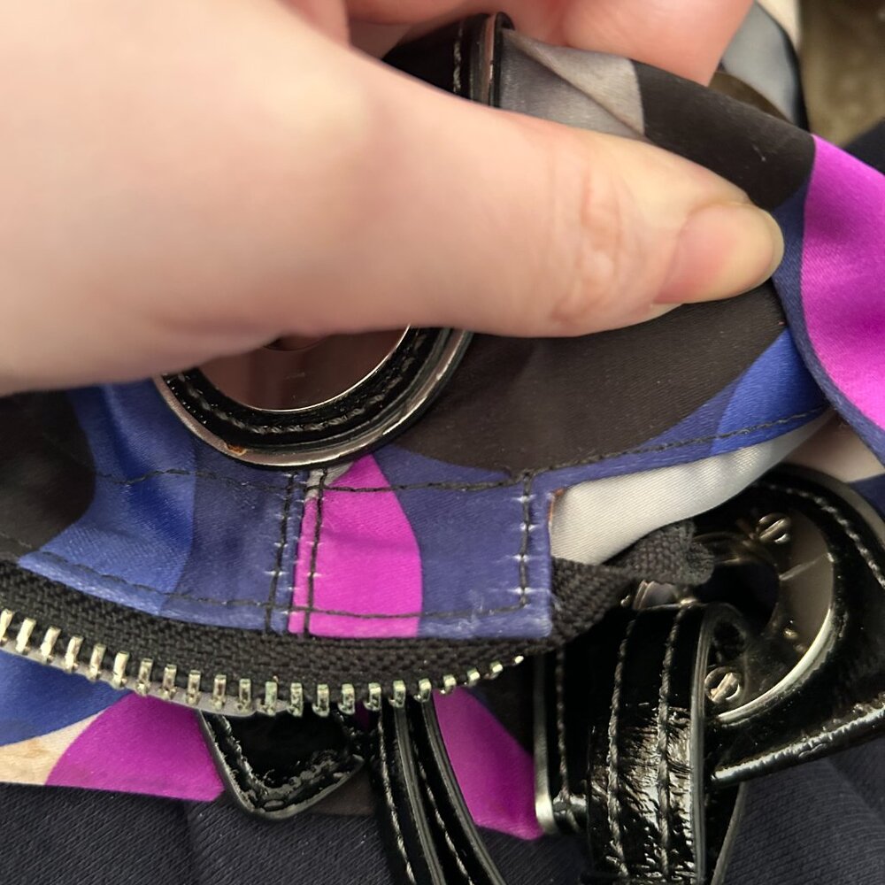 Coach Alex Op Art Purple Multicolor Signature Tote Shoulder Bag Y2K EUC - Picture 11 of 14